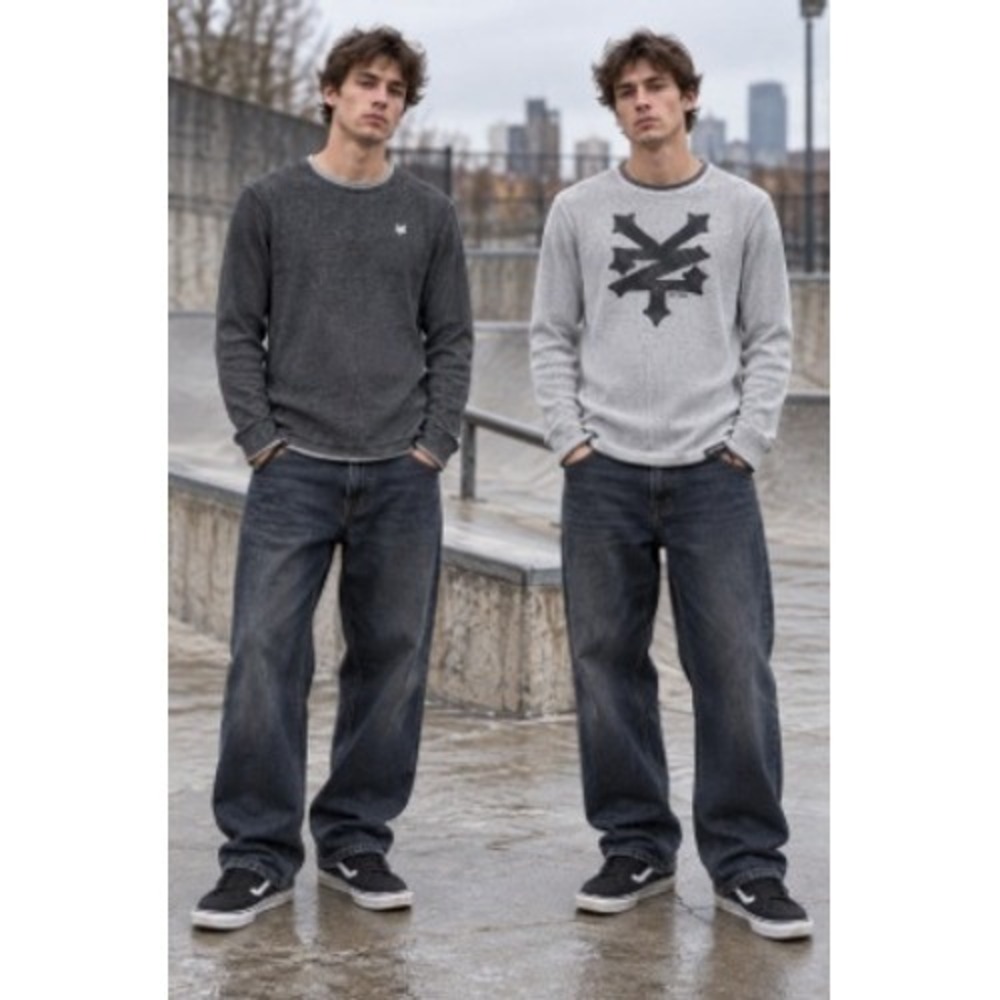 Vintage Y2K Zoo York Reversible Gray Thermal Shirt Men's Medium Skater